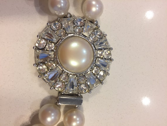 YSL Vintage Stunning Faux Pearl Rhinestone Double… - image 5