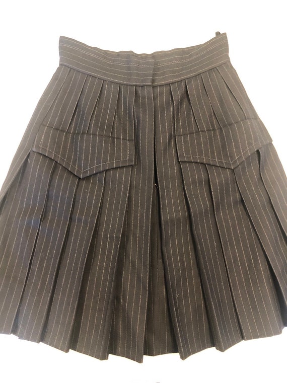 Galanos Vintage Wool Navy Pinstripe Skirt Suit Sh… - image 9