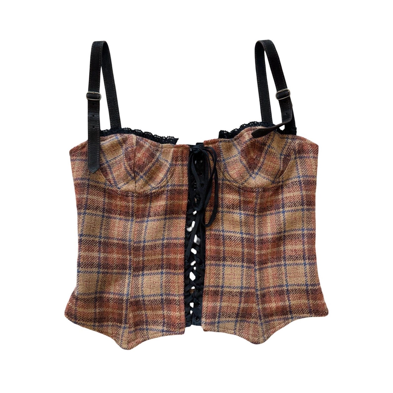 Over It Tartan Corset Top