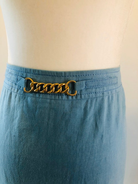 Original Vintage Celine Blue Linen Monogram Chain 