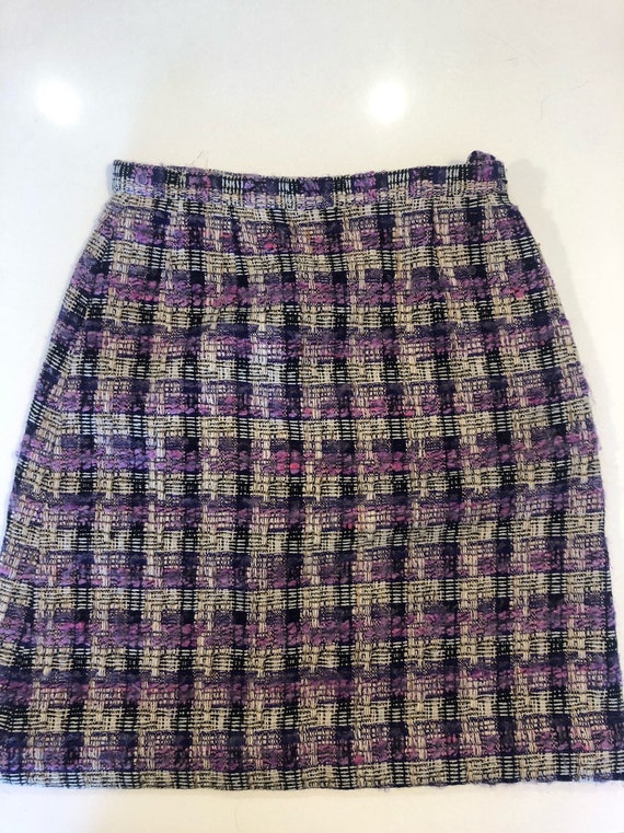 Jaeger Vintage Wool Purple Tweed Skirt XS S - image 4