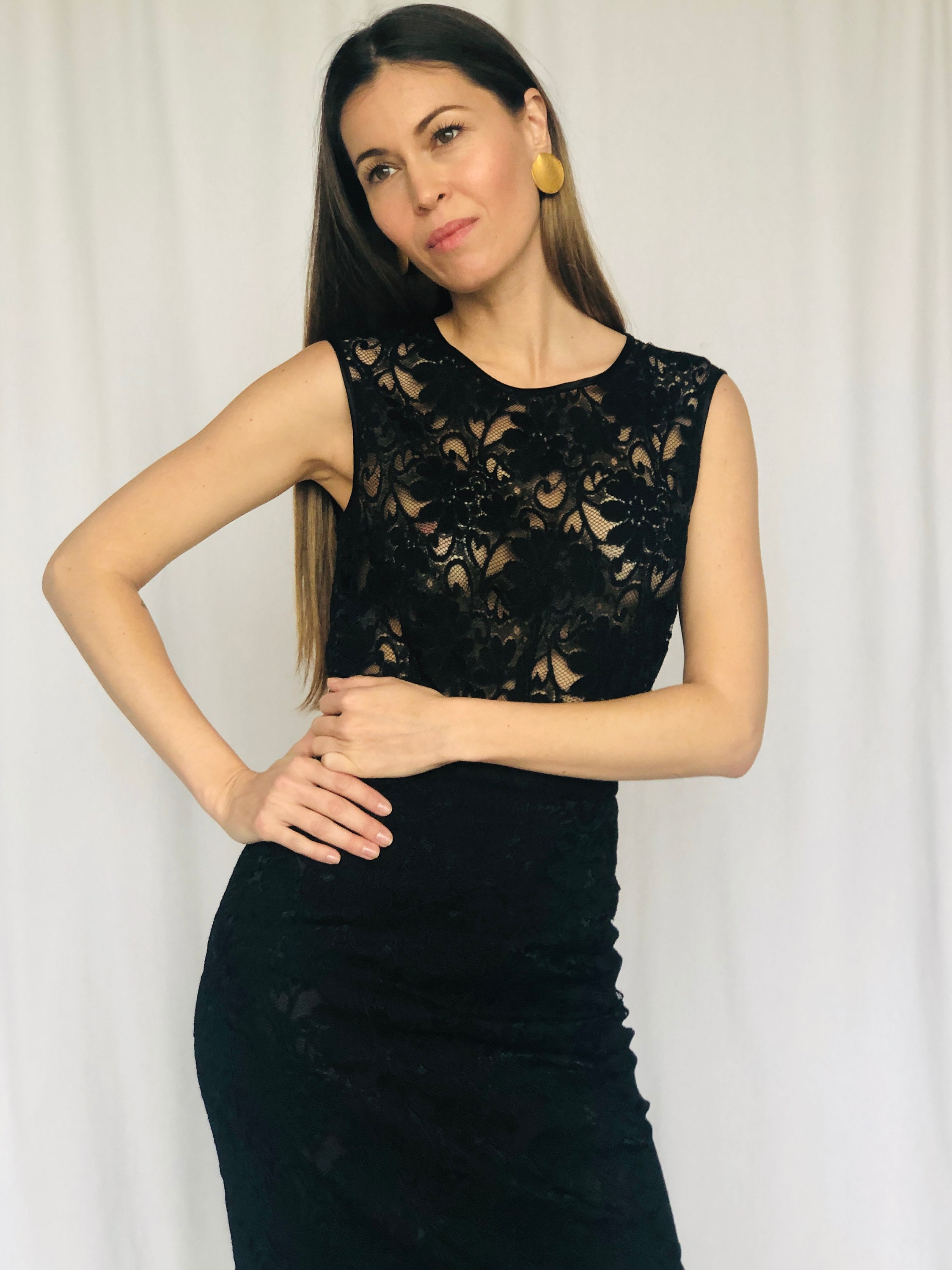 Dolce and Gabbana Black Lace Dress - Etsy Dolce and Gabbana Black Lace Dress - Etsy