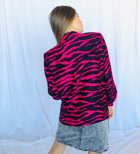80's Tiger Vintage Pink Black I Magnin Silk Long … - image 3