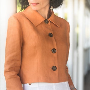Pink linen jacket ladies discount