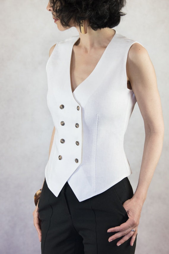 Women's Linen Vest Casual Sleeveless Vests for Women 2023 New Style Suit  Vests White V Neck Waistcoat Female Clothing - AliExpress
