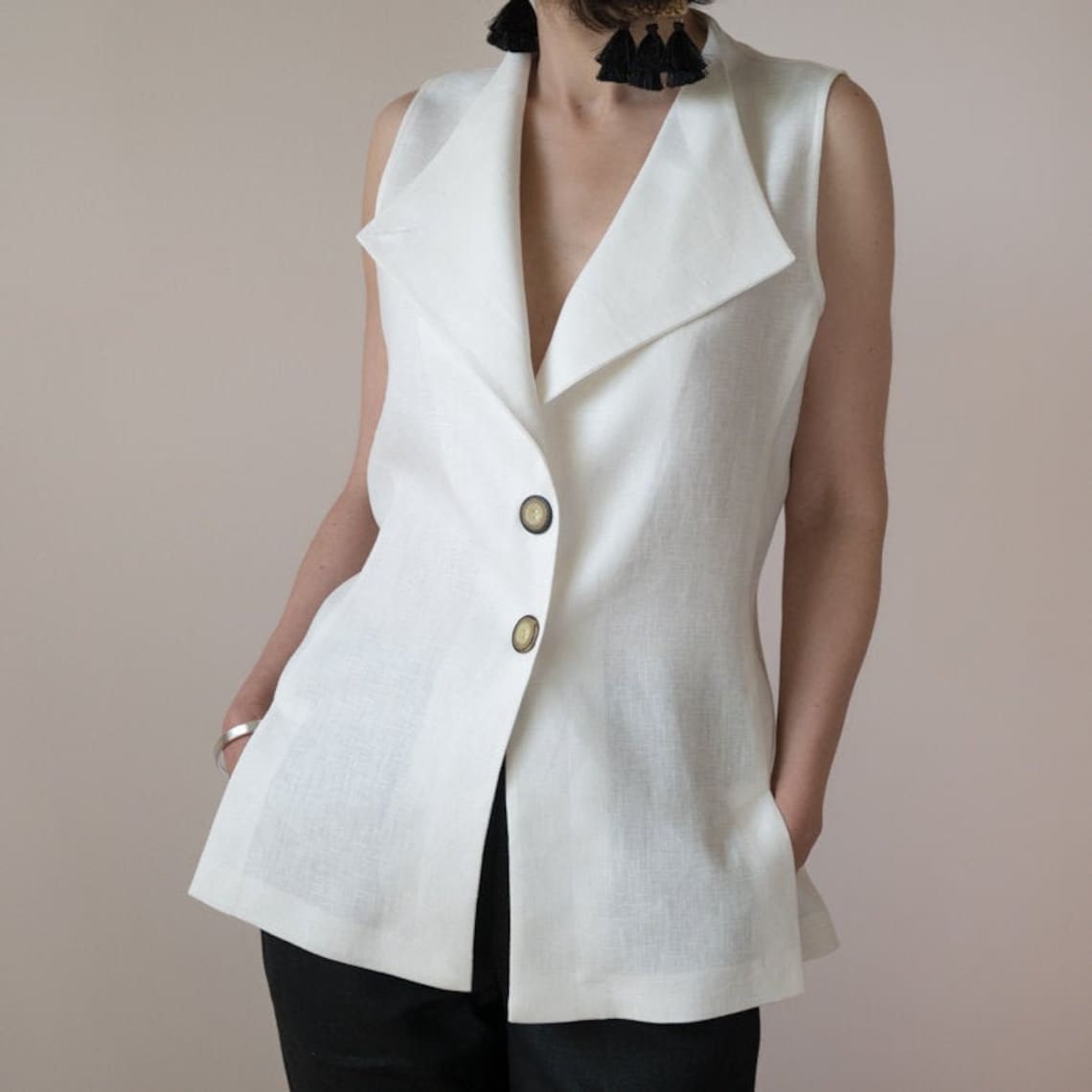 Linen vest for women white linen vest summer vest vests Etsy