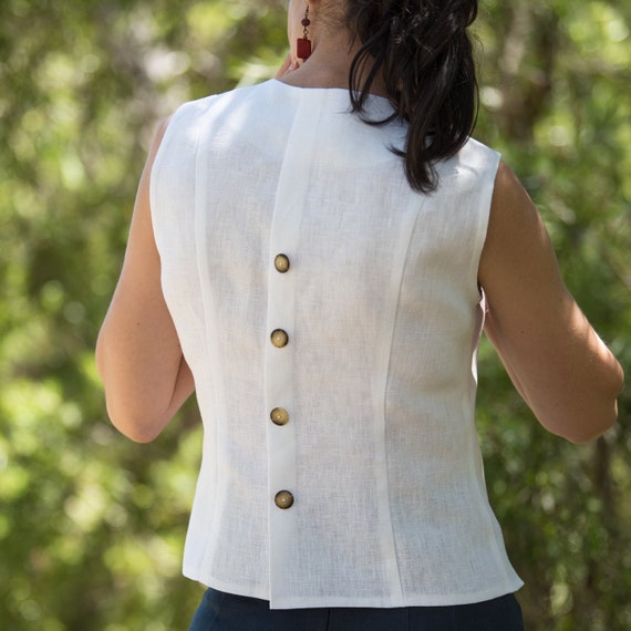 Women Vest, Linen Vest for Women, Tailored Vest, White Linen Vest Handmade  by Claudiamdesign -  Canada