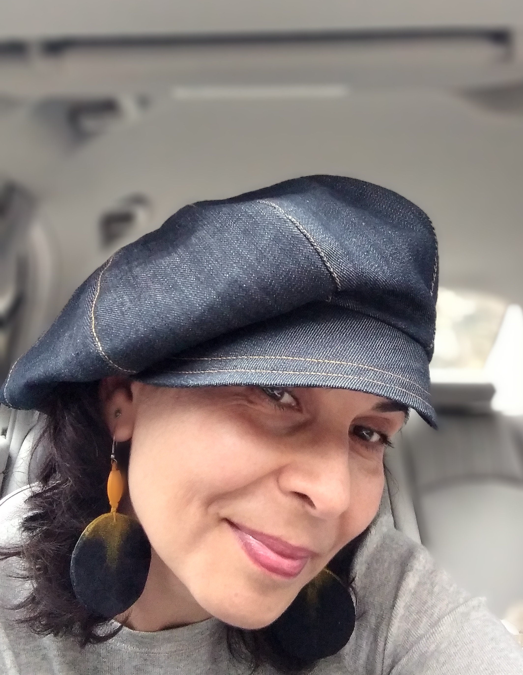 Denim Barett Damen - Vintage Baker Boy Cap Mit Gelber Naht