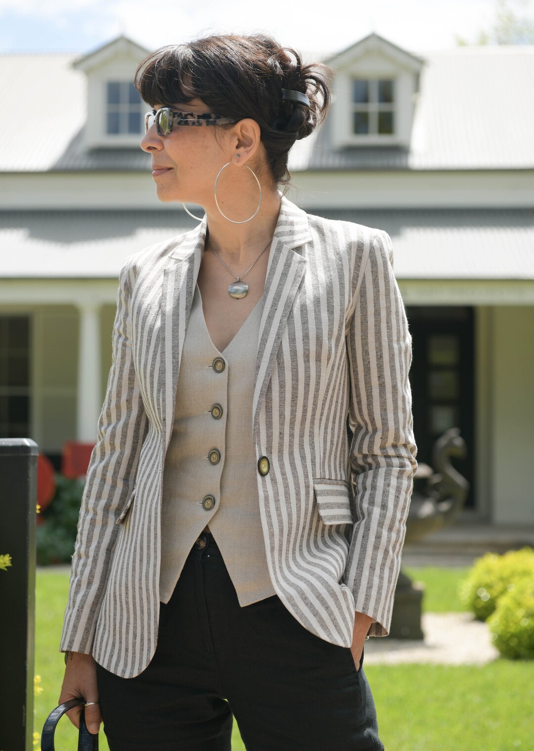Linen Jacket for Women, Tailored Linen Jacket, Classic Linen Jacket for