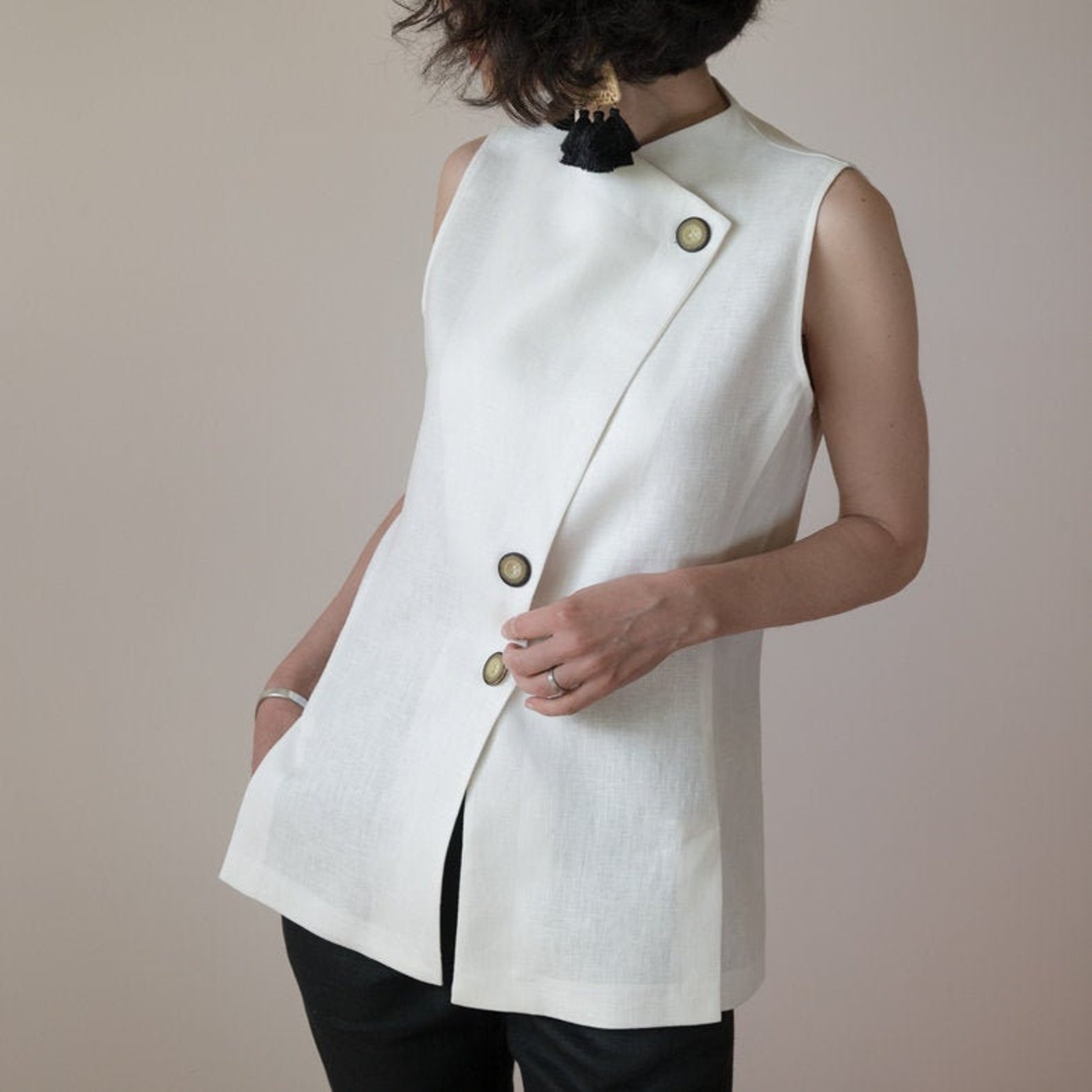 Linen vest for women white linen vest summer vest vests Etsy