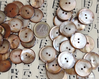 8xVintage mother of pearl buttons, 20+ 23 mm diameter, 60s button made of mother of pearl, attic treasure