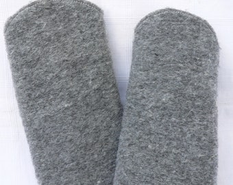 Unisex gefütterte Pulswärmer Grau, außen warme Wolle innen kuschlig-weicher Baumwoll-Fleece in Lammfell-Optik.