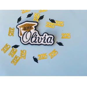Personalized Graduation Cap Patch: Embroidered Felt, Iron-On or Sew-On