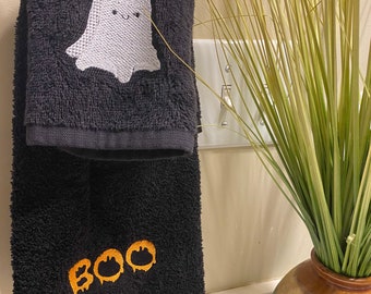 Ghost Spooky Font Halloween Hand Towel or Washcloth