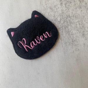 Personalized Black Cat Embroidered Patch - Iron On or Sew On