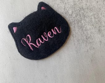 Personalized Black Cat Embroidered Patch - Iron On or Sew On