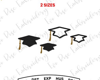 Graduation Cap w Tassel Applique Digital Machine Embroidery & Quilting PES 4x4 5x7 Hoop