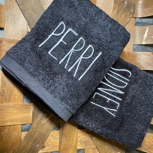 Personalized Custom Farm Font  Embroidered Washcloth Hand or Bath Towel