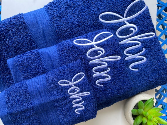 Script Font Custom Personalized Embroidered Washcloth Hand Towel Bath Towel Anniversary Housewarming Gift Etsy