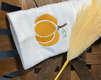Orange Fall Pumpkin Embroidery Decor Towel