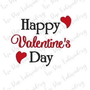 Happy Valentines Day w/Two Hearts Digital Machine Embroidery Design