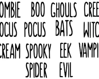 Farmhouse Halloween Words Digital SVG PNG Design Cricut Silhouette