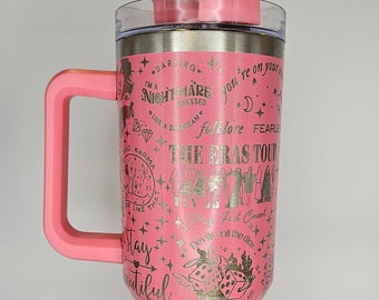 Light Pink TS Eras Tour Glitter Paint 40oz Tumbler Full Wrap Laser Engraved Custom Taylor Made! Swift and Speedy Delivery!
