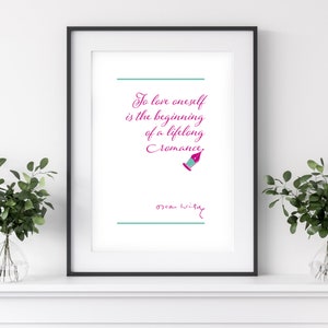 Oscar Wilde Zitat Illustration Poster – Witziger Inspirierender Spruch – Herunterladbare Wandkunst