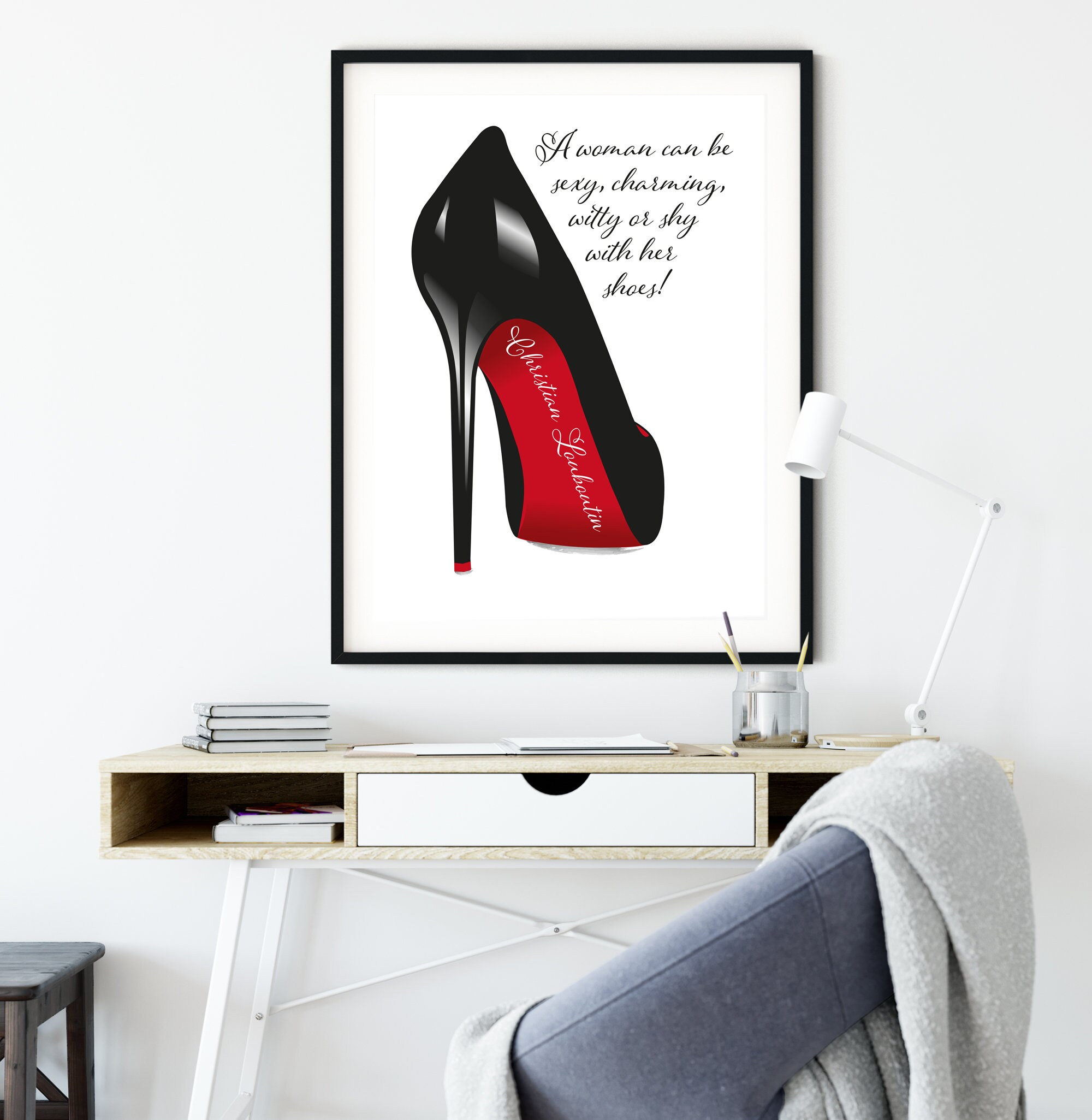 Sexy Shoe Print | Red Sole Stiletto Heel | Designer Shoe Art