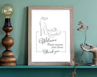 Please Remove Your Shoes | Hall Minimalist Print | Shoe Prints | Elegant Modern | Realtor Open House | Airbnb Rental House Rules