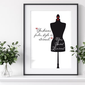Designer Fashion Illustration Quote |  Paris Couture Fashion |  Parisian Fashion  |  Quote art  |  Download print