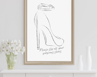 Please Remove Your Shoes | Designer Shoe Art | Hallway Art | Entry Room Art | Minimalist Art | Shoe Sketch | Shoes Off Please Download Print