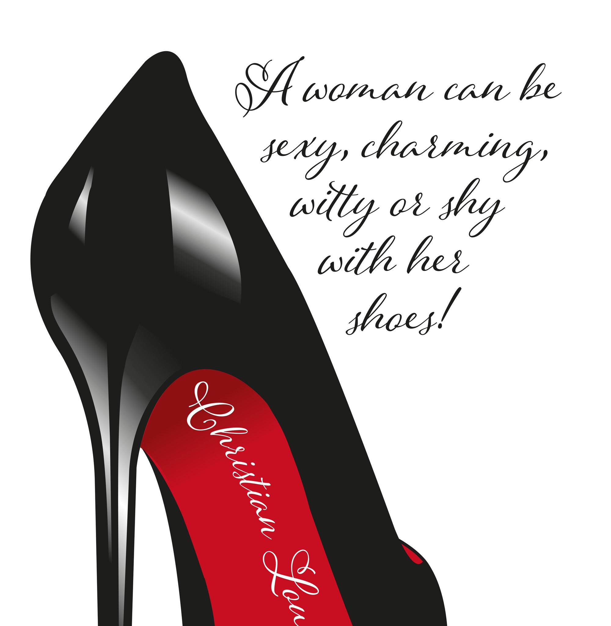 Sexy Shoe Print | Red Sole Stiletto Heel | Designer Shoe Art
