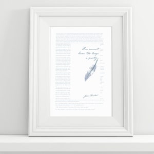 Jane Austen – Printable Art – Book Quotes – Set of 3 in Grey