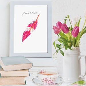 Jane Austen Art – Gift For A Book Lover – Library Decor  – Printable art - Austen signature