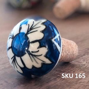 Hand-Painted Ceramic Wine Bottle Stopper: Unique Cork Bottle Top