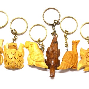 Handmade Wooden Animal Keychain - Boho Bag Charm