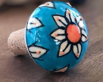 手作りの花柄陶器ワインコルク栓：職人のボトル装飾 - Etsy 日本