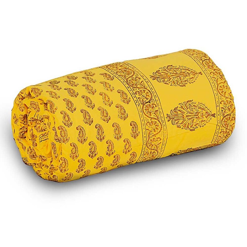 Jaipuri Hand Block Print Quilt Handmade Cotton Bedding Quilt Indian Handmade Cotton Rajai Soft Cotton Quilt Bedspread Quilt Home Decor