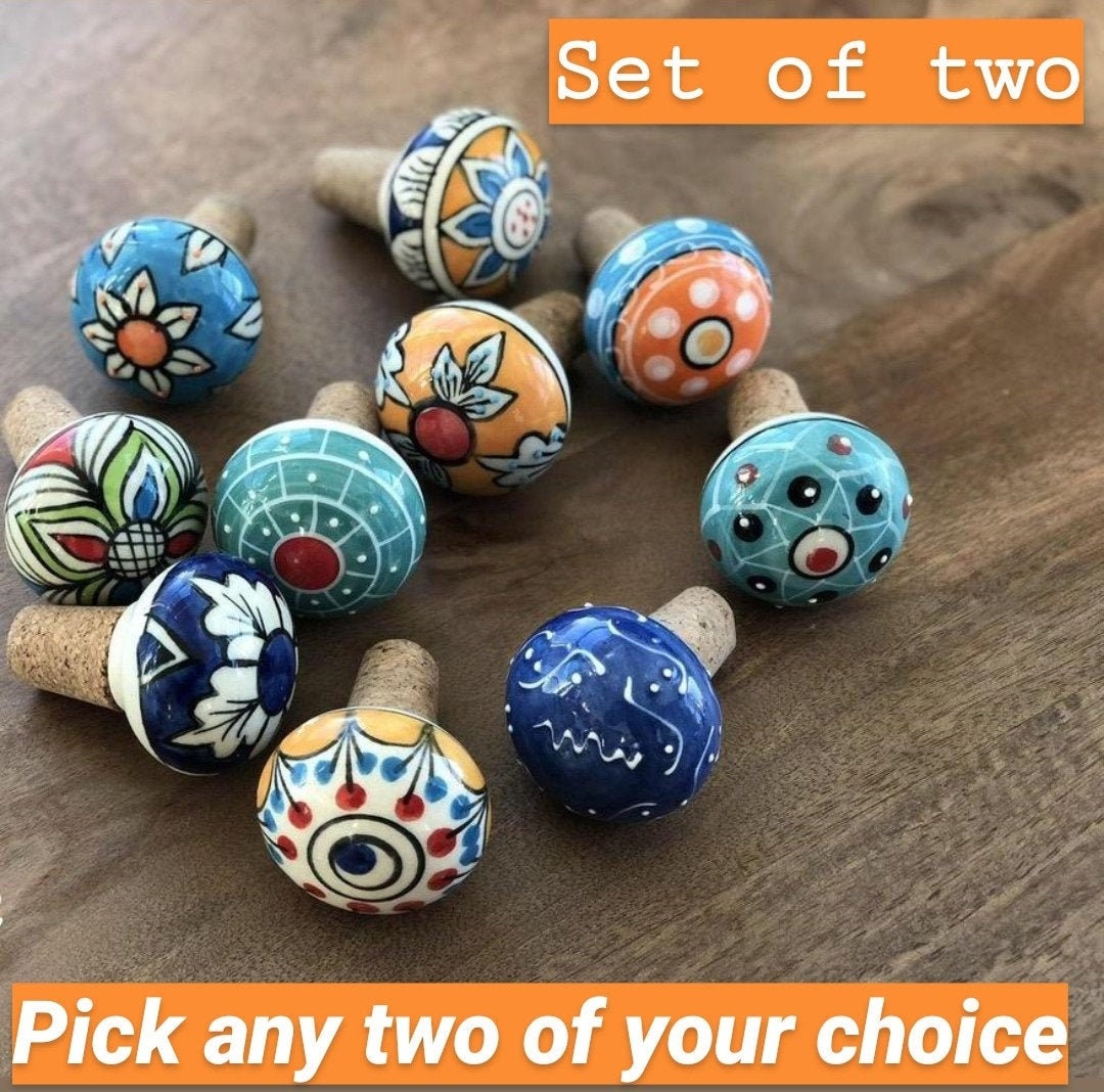 Ceramic Wine Stopper set of 2,bottle Stopper,gift for Mother Daughters