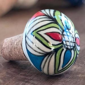Ceramic Hand Painted Assorted Wine Bottle Stopper, Bottle Stopper, Bottle Tops