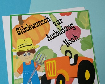 Glückwunschkarte zur bestandenen Prüfung / Ausbildung Thema  Landwirt