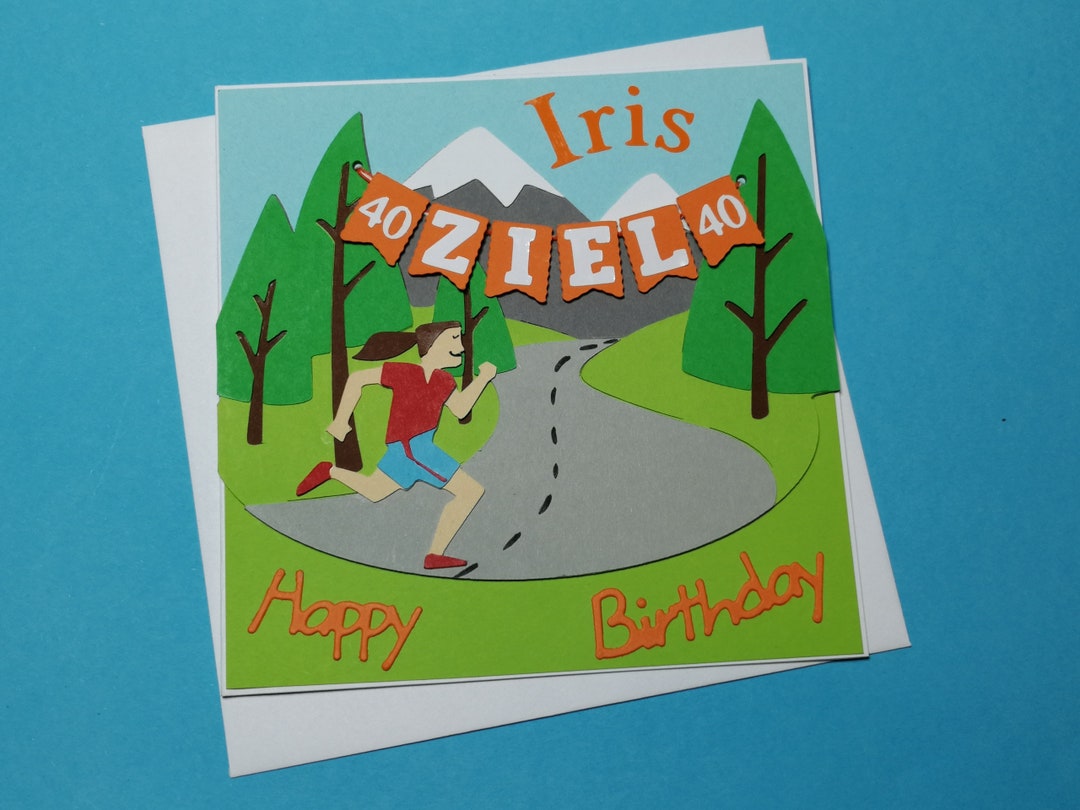 Geburtstagskarte zum 40. Geburtstag MARATHON LÄUFERIN mit Etsy.de
