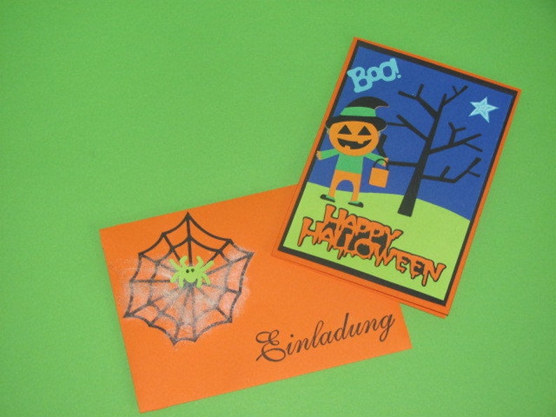 5 teiliges Kinder Halloween Party Einladungs Set Süßes oder Saures Bild 2