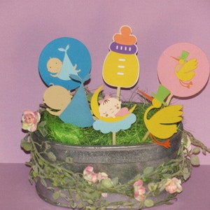 Cupcake Topper for Birth Baptism Baby Party image 1