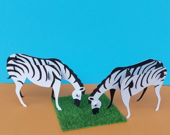 2 teilige 3D Tischdeko Zebra Duo Kindergeburtstag