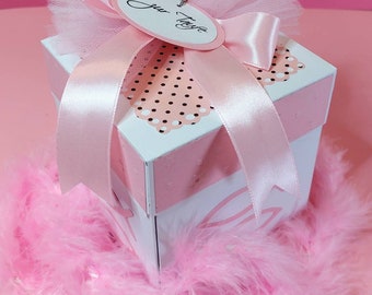 Geschenkbox  Pop up Box (rosa)   Zur Taufe       Lebensbaum