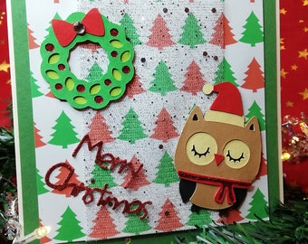 Weihnachtskarte für Kinder  Grußkarte zu Weihnachten  Weihnachtseule