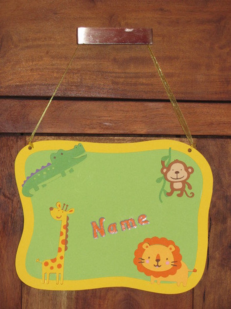 Kinderzimmer Türschild Dschungel Tiere mit Wunschname Bild 1