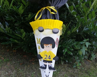 School bag sugar bag ice hockey player yellow + name